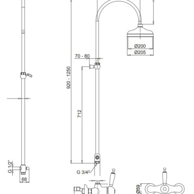 BUGNATESE OXFORD ΡΥΘΜΙΖΟΜΕΝΗ ΣΤΗΛΗ ΝΤΟΥΣ 92-125 CM 2 ΕΞΟΔΩΝ, CD6336-100