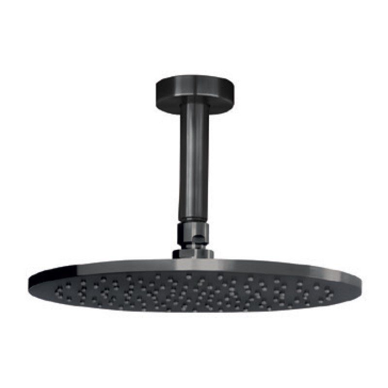 Cora Cosmo 316L, Aνακλινόμενη Κεφαλή Φ25 cm + Μπράτσο Οροφής 10 cm, Black Brushed PVD, IN2225-411 + IN110-411