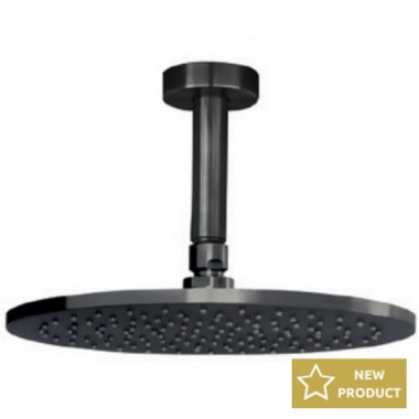 Cora Cosmo 316L, Ανακλινόμενη Κεφαλή Φ25 cm, Μπράτσο Οροφής 35 cm, Black Brushed PVD, IN225-411+IN110-411 