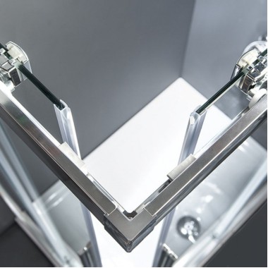 DEVON FLOW CORNER ENTRY, ΚΑΜΠΙΝΑ ΝΤΟΥΣ ΤΕΤΡΑΓΩΝΗ Clean Glass, 80x90 cm, Ύψος: 195 cm
