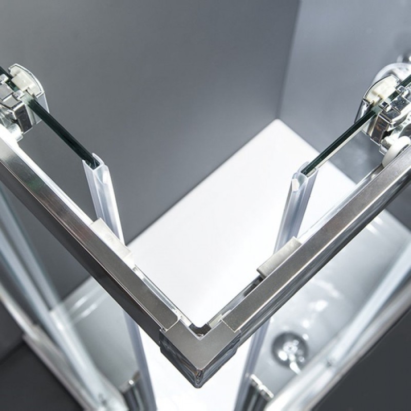 DEVON FLOW CORNER ENTRY, ΚΑΜΠΙΝΑ ΝΤΟΥΣ ΤΕΤΡΑΓΩΝΗ Clean Glass, 80x90 cm, Ύψος: 195 cm