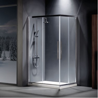DEVON FLOW CORNER ENTRY, ΚΑΜΠΙΝΑ ΝΤΟΥΣ ΤΕΤΡΑΓΩΝΗ Clean Glass, 80x90 cm, Ύψος: 195 cm
