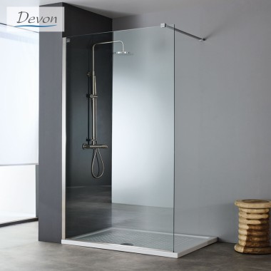 DEVON IWIS WALK-IN, ΚΑΜΠΙΝΑ ΣΤΑΘΕΡΟ ΚΡΥΣΤΑΛΛΟ, CLEAN GLASS, BLACK BRUSHED PVD, 100 (96-98), ΎΨΟΣ: 200 CM, IW 100C-111