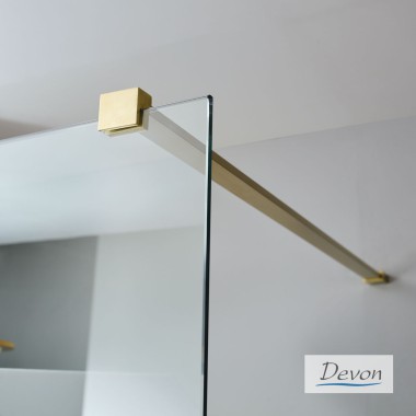 DEVON IWIS WALK-IN, ΚΑΜΠΙΝΑ ΣΤΑΘΕΡΟ ΚΡΥΣΤΑΛΛΟ, CLEAN GLASS, GOLD BRUSHED PVD, 140 (136-138) CM, 'ΥΨΟΣ: 2 M, IW 140C-211