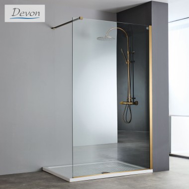 DEVON IWIS WALK-IN, ΚΑΜΠΙΝΑ ΣΤΑΘΕΡΟ ΚΡΥΣΤΑΛΛΟ, CLEAN GLASS, BRONZE BRUSHED PVD, 110 (106-108), Ύψος: 2 M, IW 110C-221