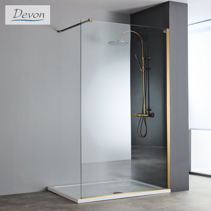 DEVON IWIS WALK-IN, ΚΑΜΠΙΝΑ ΣΤΑΘΕΡΟ ΚΡΥΣΤΑΛΛΟ, CLEAN GLASS, BRONZE BRUSHED PVD, 80 (76-78) CM, ΎΨΟΣ: 2 M, IW 80C-221