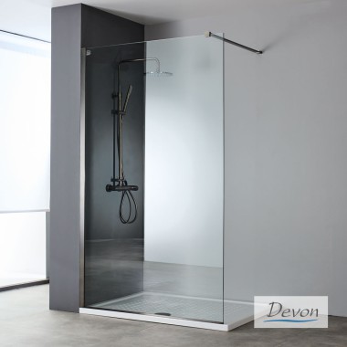 DEVON IWIS WALK-IN, ΚΑΜΠΙΝΑ ΣΤΑΘΕΡΟ ΚΡΥΣΤΑΛΛΟ, CLEAN GLASS, BLACK BRUSHED PVD, 100 (96-98), ΎΨΟΣ: 200 CM, IW 100C-411