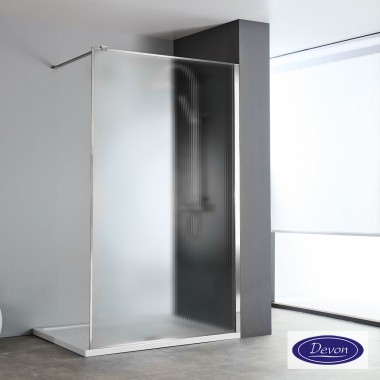 DEVON IWIS FLUTED WALK-IN, ΚΑΜΠΙΝΑ ΣΤΑΘΕΡΟ ΚΡΥΣΤΑΛΛΟ, CLEAN GLASS, CHROME, 70 (67-69), ΎΨΟΣ: 200 CM, IW 70FC-100