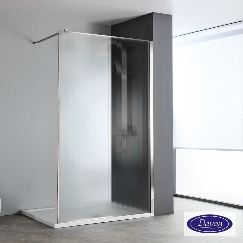 DEVON IWIS FLUTED WALK-IN, ΚΑΜΠΙΝΑ ΣΤΑΘΕΡΟ ΚΡΥΣΤΑΛΛΟ, CLEAN GLASS, CHROME, 70 (67-69), ΎΨΟΣ: 200 CM, IW 70FC-100