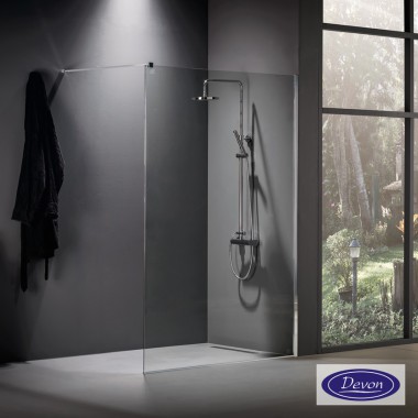 DEVON IWIS WALK-IN, ΚΑΜΠΙΝΑ ΣΤΑΘΕΡΟ ΚΡΥΣΤΑΛΛΟ, CLEAN GLASS, CHROME, 100 (97-99), ΎΨΟΣ: 220 CM, IWH 100C-100