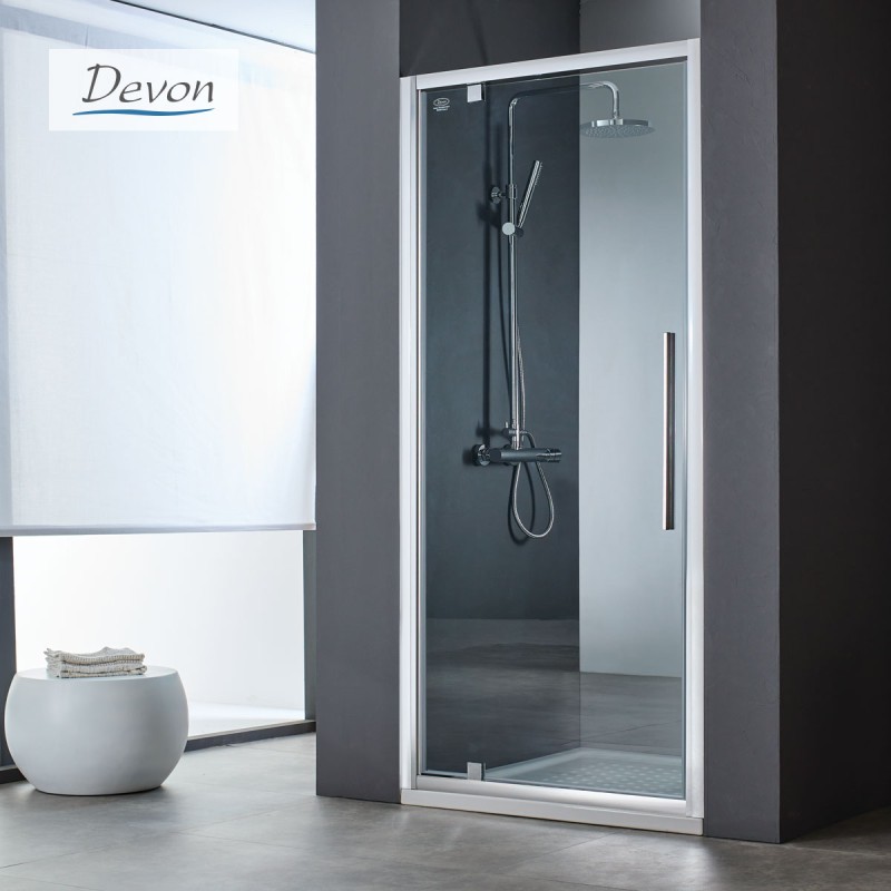 DEVON FLOW PIVOT, ΚΑΜΠΙΝΑ ΝΤΟΥΖΙΕΡΑΣ ΜΕ 1 ΑΝΟΙΓΟΜΕΝΟ, CHROME, 70 (67-71) CM, ΥΨΟΣ: 195 CM, PF 70C-100