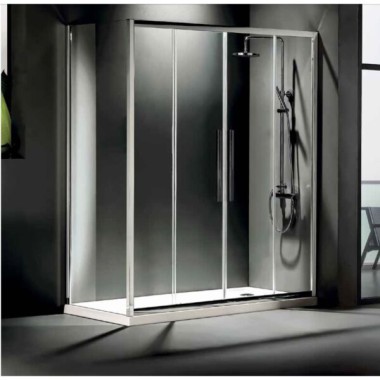 DEVON FLOW SLIDER 1+1, ΚΑΜΠΙΝΑ 1 ΣΤΑΘΕΡO ΚΑΙ 1 ΣΥΡΟΜΕΝO, CLEAN GLASS, CHROME, 160 (157-161) CM, ΎΨΟΣ: 195 CM, SL2F 160C-100