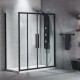 DEVON FLOW SLIDER 2+2, ΚΑΜΠΙΝΑ 2 ΣΤΑΘΕΡΑ ΚΑΙ 2 ΣΥΡΟΜΕΝΑ, CLEAN GLASS, BLACK MATT, 160 (157-161) CM, ΎΨΟΣ: 195 CM, SL2F 160C-400