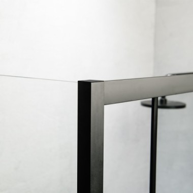 DEVON FLOW SLIDER 1+1, ΚΑΜΠΙΝΑ 1 ΣΤΑΘΕΡΟ ΚΑΙ 1 ΣΥΡΟΜΕΝΟ, CLEAN GLASS, BLACK MATT, 100 (97-101) CM, ΎΨΟΣ: 195 CM, SLF 100C-400