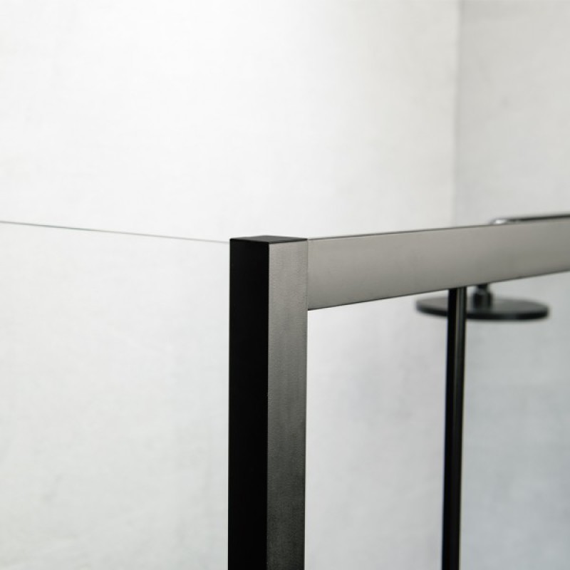 DEVON FLOW SLIDER 1+1, ΚΑΜΠΙΝΑ 1 ΣΤΑΘΕΡΟ ΚΑΙ 1 ΣΥΡΟΜΕΝΟ, CLEAN GLASS, BLACK MATT, 100 (97-101) CM, ΎΨΟΣ: 195 CM, SLF 100C-400