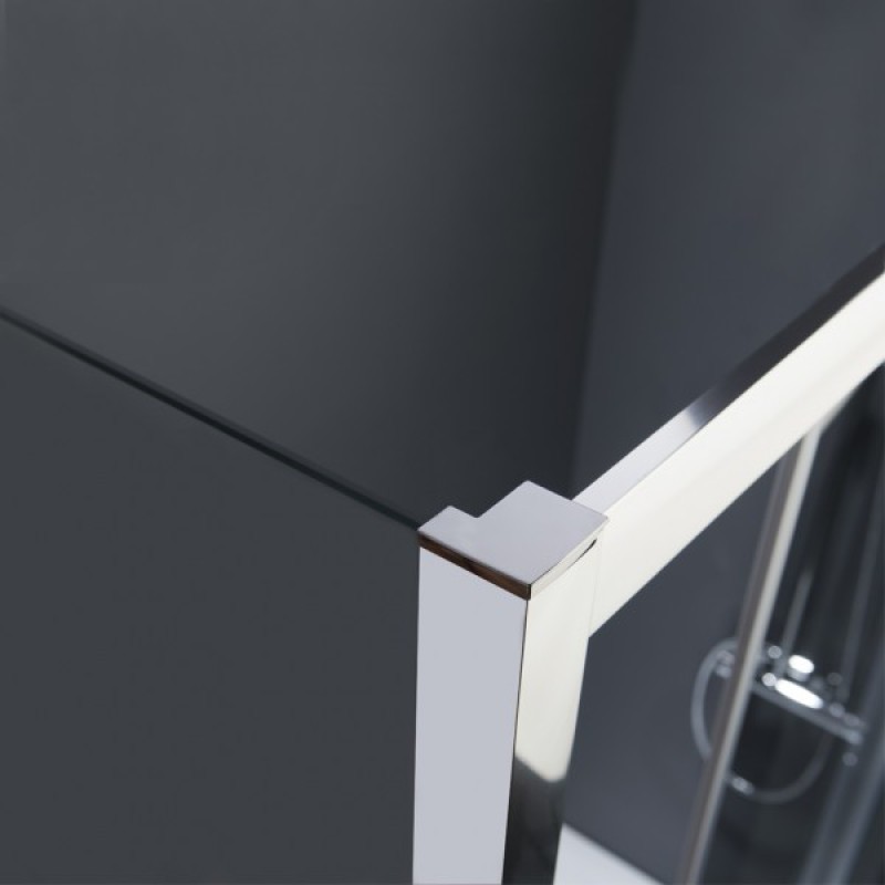 DEVON FLOW SLIDER 2+2, ΚΑΜΠΙΝΑ ΣΤΑΘΕΡΟ ΚΡΥΣΤΑΛΛΟ, CLEAN GLASS, CHROME, 160x195 CM, SLF2F 160C-100