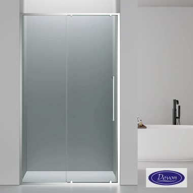 DEVON FLOW SLIDER 1+1, ΚΑΜΠΙΝΑ 1 ΣΤΑΘΕΡO ΚΑΙ 1 ΣΥΡΟΜΕΝO, CLEAN GLASS, CHROME, 100 (97-100) CM, ΎΨΟΣ: 195 CM, SLL 100C-100