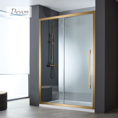 DEVON SLIDER 1+1. ΚΑΜΠΙΝΑ ΝΤΟΥΖΙΕΡΑΣ 1 ΣΤΑΘΕΡΟ ΚΑΙ 1 ΣΥΡΟΜΕΝΟ ΦΥΛΛΟ, BRONZE BRUSHED PVD, 100 (97-99) CM, ΎΨΟΣ: 200 CM, SLN 100C-221