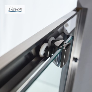 DEVON SLIDER 1+1. ΚΑΜΠΙΝΑ ΝΤΟΥΖΙΕΡΑΣ 1 ΣΤΑΘΕΡΟ ΚΑΙ 1 ΣΥΡΟΜΕΝΟ ΦΥΛΛΟ, BLACK BRUSHED PVD, 120 (117-119) CM, ΎΨΟΣ: 200 CM, SLN 120C-411