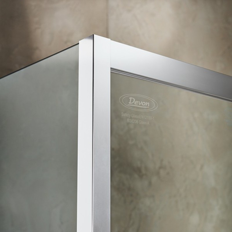 DEVON FLOW SLIDER 1+1, ΚΑΜΠΙΝΑ 1 ΣΤΑΘΕΡΟ ΚΑΙ 1 ΣΥΡΟΜΕΝΟ, CLEAN GLASS, CHROME, 110 (107-111) CM, ΎΨΟΣ: 195 CM, SLT 110C-100