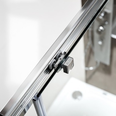 DEVON FLOW SLIDER 1+1, ΚΑΜΠΙΝΑ 1 ΣΤΑΘΕΡΟ ΚΑΙ 1 ΣΥΡΟΜΕΝΟ, CLEAN GLASS, CHROME, 110 (107-111) CM, ΎΨΟΣ: 195 CM, SLT 110C-100