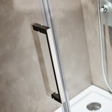 DEVON FLOW SLIDER 1+1, ΚΑΜΠΙΝΑ 1 ΣΤΑΘΕΡΟ ΚΑΙ 1 ΣΥΡΟΜΕΝΟ, CLEAN GLASS, CHROME, 130 (127-131) CM, ΎΨΟΣ: 195 CM, SLT 130C-100