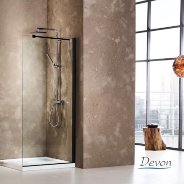 DEVON IWIS WD WALK-IN, ΚΑΜΠΙΝΑ ΣΤΑΘΕΡΟ ΚΡΥΣΤΑΛΛΟ, CLEAN GLASS, BLACK MATT, 100 (97-99), ΎΨΟΣ: 185 CM, WD 100C-400