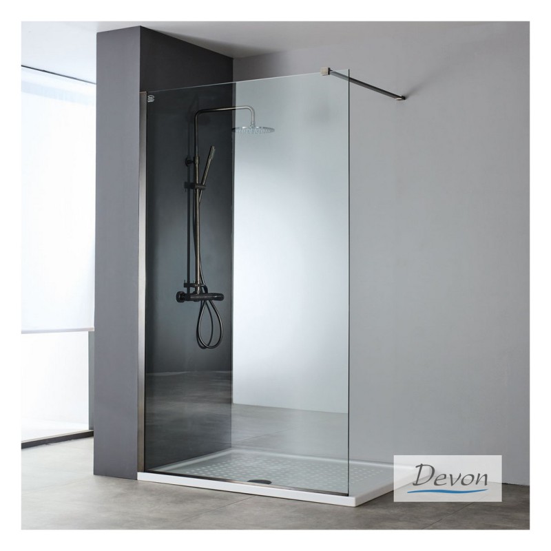 DEVON IWIS WALK-IN, ΚΑΜΠΙΝΑ ΣΤΑΘΕΡΟ ΚΡΥΣΤΑΛΛΟ, CLEAN GLASS, BLACK BRUSHED PVD, 100 (96-98), ΎΨΟΣ: 220 CM, IWH 100C-411