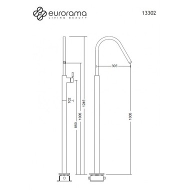 EURORAMA ΕΠΙΔΑΠΕΔΙΑ ΜΠΑΤΑΡΙΑ ΛΟΥΤΡΟΥ ΕΛΕΥΘΕΡΗΣ ΤΟΠΟΘΕΤΗΣΗΣ, INOX FINISH, 13302-110