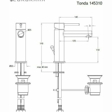 EURORAMA TONDA ΨΗΛΗ ΜΠΑΤΑΡΙΑ ΝΙΠΤΗΡΑ ΜΠΑΝΙΟΥ CHROME