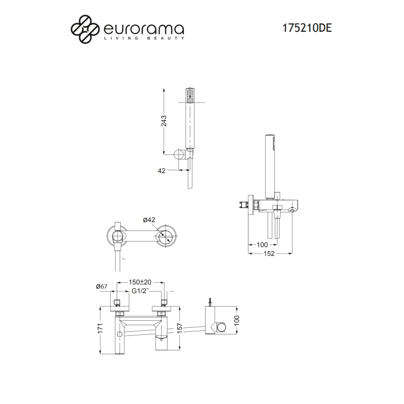 EURORAMA RES PRO ΕΠΙΤΟΙΧΗ ΜΠΑΤΑΡΙΑ ΛΟΥΤΡΟΥ 2 ΕΞΟΔΩΝ CHROME 