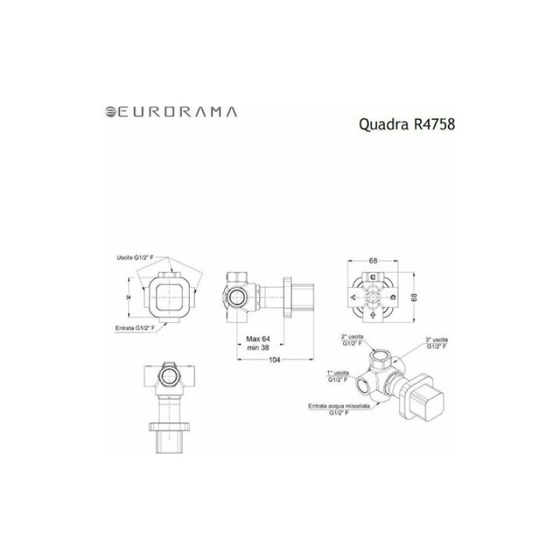 EURORAMA QUADRA ΕΚΤΡΟΠΕΑΣ ΕΝΤΟΙΧΙΣΜΟΥ ΝΤΟΥΖΙΕΡΑΣ ΠΕΡΙΣΤΡΟΦΙΚΟΣ  ΕΞΟΔΩΝ BLACK MATT