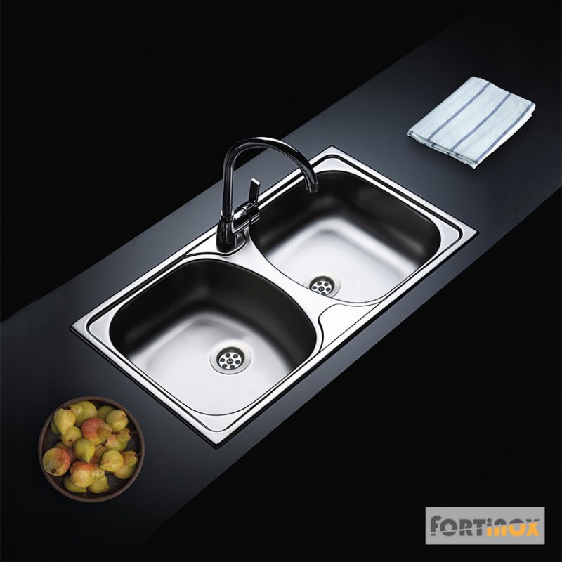 FORTinox SLENDER 44.5, ΑΝΟΞΕΙΔΩΤΟΣ ΝΕΡΟΧΥΤΗΣ ΚΟΥΖΙΝΑ, ΛΕΙΟ, SATIN 78.5x44.5 CM, 24200-110