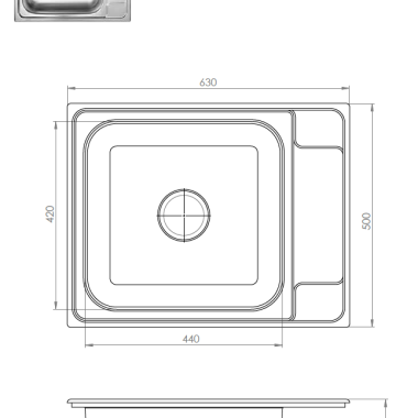 FORTinox SQUADRO, ΥΠΟΚΑΘΗΜΕΝΟΣ ΝΕΡΟΧΥΤΗΣ ΚΟΥΖΙΝΑΣ, SATIN, 63x50 CM, 26150-110
