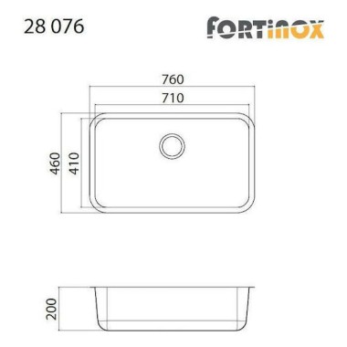 FORTinox SQUADRO, ΥΠΟΚΑΘΗΜΕΝΟΣ ΝΕΡΟΧΥΤΗΣ ΚΟΥΖΙΝΑΣ, SATIN, 76x46 CM, 28076-110