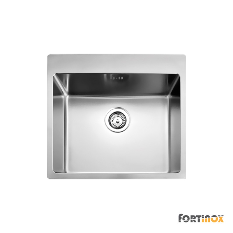 FORTinox SQUADRO, ΑΝΟΞΕΙΔΩΤΟΣ ΝΕΡΟΧΥΤΗΣ ΚΟΥΖΙΝΑ, ΛΕΙΟΣ, SATIN 55x50.5 CM, 29055-110