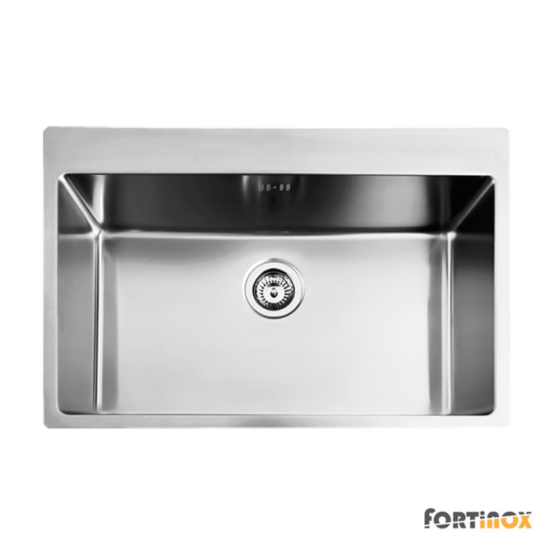 FORTinox SQUADRO, ΑΝΟΞΕΙΔΩΤΟΣ ΝΕΡΟΧΥΤΗΣ ΚΟΥΖΙΝΑ, ΛΕΙΟ, SATIN 76x50.5 CM, 29075-110