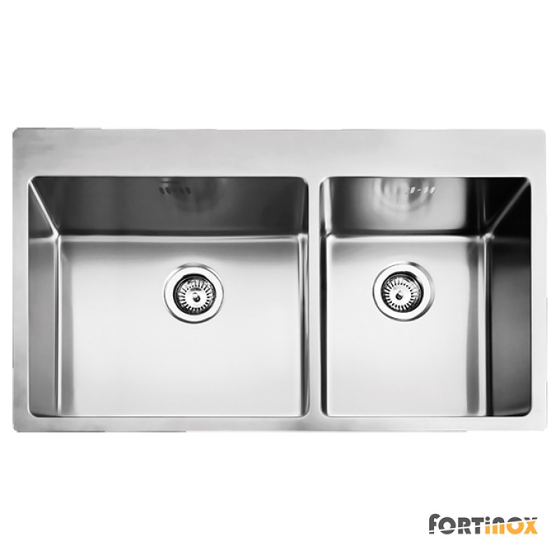 FORTinox SQUADRO, ΑΝΟΞΕΙΔΩΤΟΣ ΝΕΡΟΧΥΤΗΣ ΚΟΥΖΙΝΑ, ΛΕΙΟ, SATIN 86x50.5 CM, 29285-110
