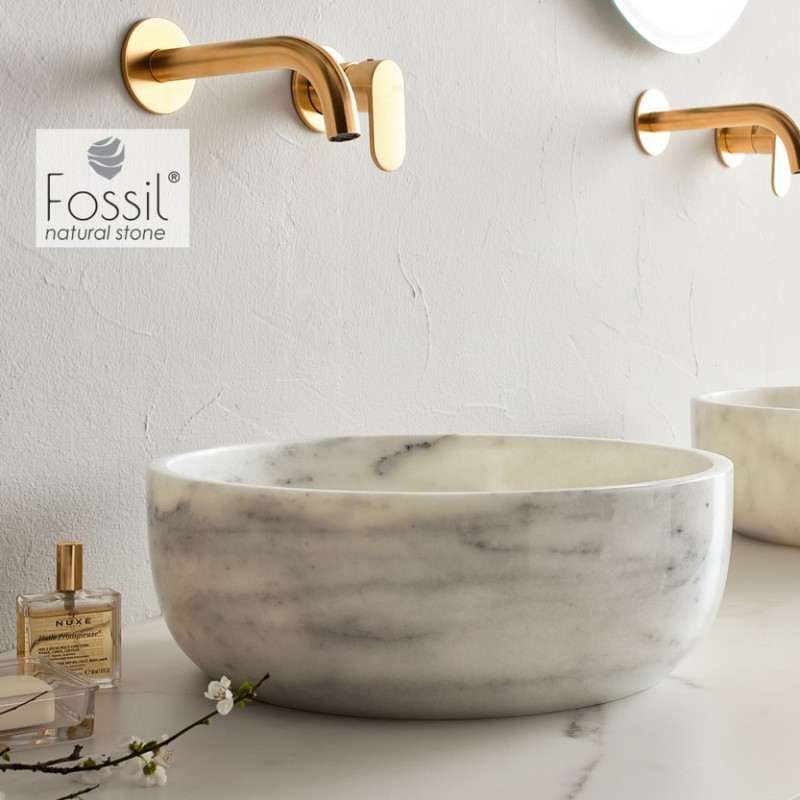 FOSSIL THALO ΕΠΙΔΑΠΕΔΙΟΣ ΝΙΠΤΗΡΑΣ ΑΠΟ ΦΥΣΙΚΟ ΜΑΡΜΑΡΟ, 39 CM, Carrara Nuovo, DR 39-300
