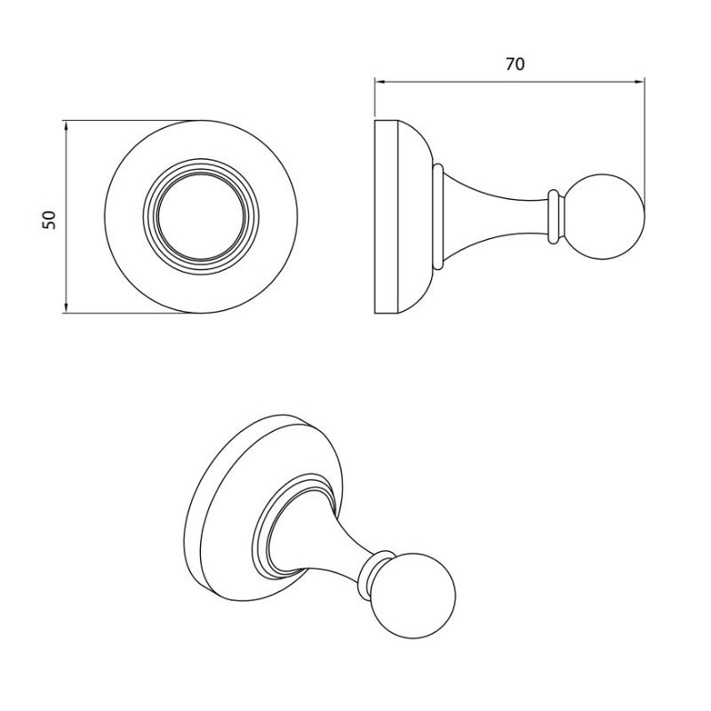 PERFORMA DESIGN VICTORIA ΕΠΙΤΟΙΧΙΟ ΜΕΤΑΛΛΙΚΟ ΑΓΚΙΣΤΡΟ ΜΠΑΝΙΟΥ ΜΟΝΟ BRONZE 