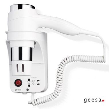GEESA 3-SPEED HAIR DRYER 1600W WITH 110/220V PLUG FOR SHAVER CHROME/WHITE