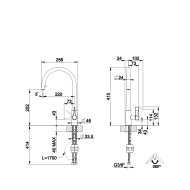 GESSI PROTON ΜΠΑΤΑΡΙΑ ΝΕΡΟΧΥΤΗ BLACK MATT 17153-299