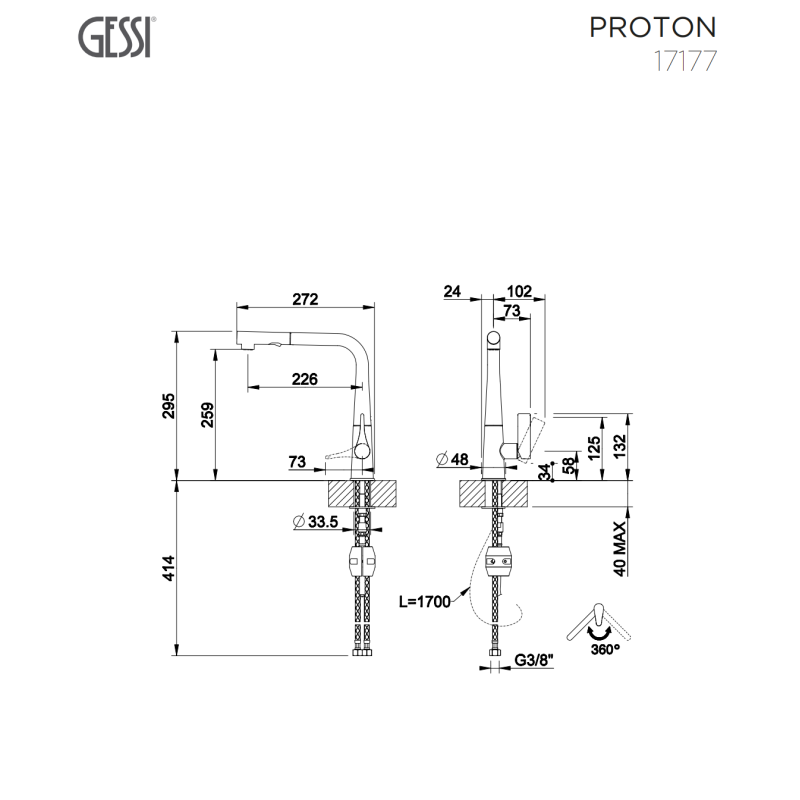 GESSI PROTON ΜΠΑΤΑΡΙΑ ΝΕΡΟΧΥΤΗ CHROME 17177-031