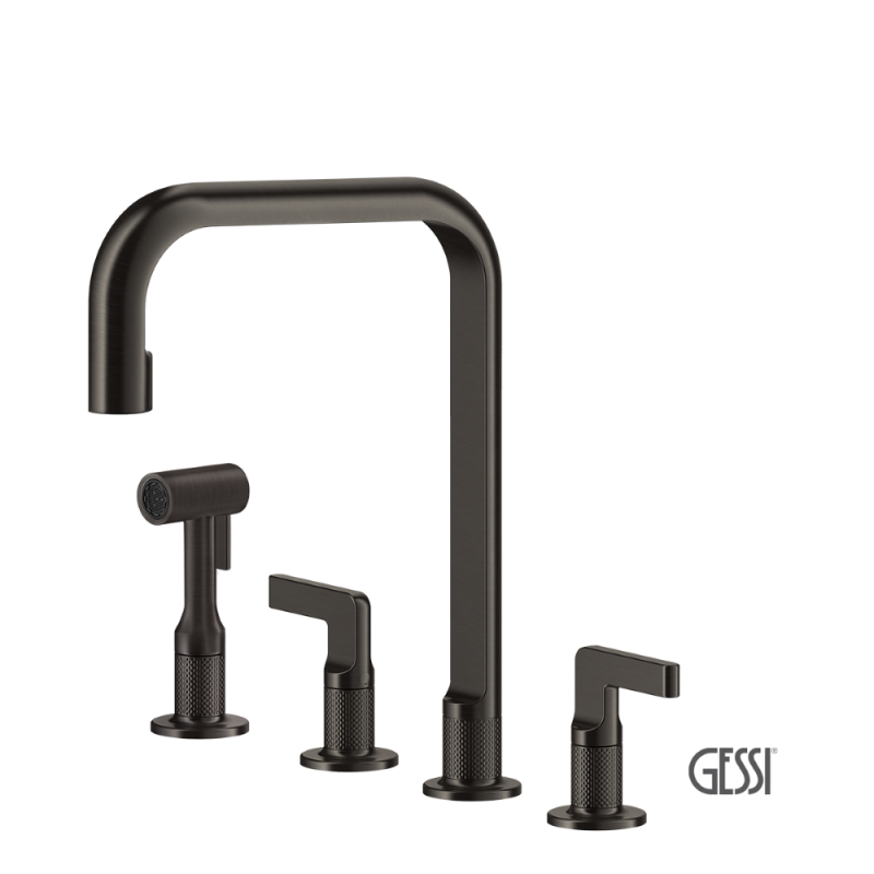 GESSI INCISO ΜΠΑΤΑΡΙΑ ΚΟΥΖΙΝΑΣ 4 ΟΠΩΝ BLACK METAL BRUSHED PVD 