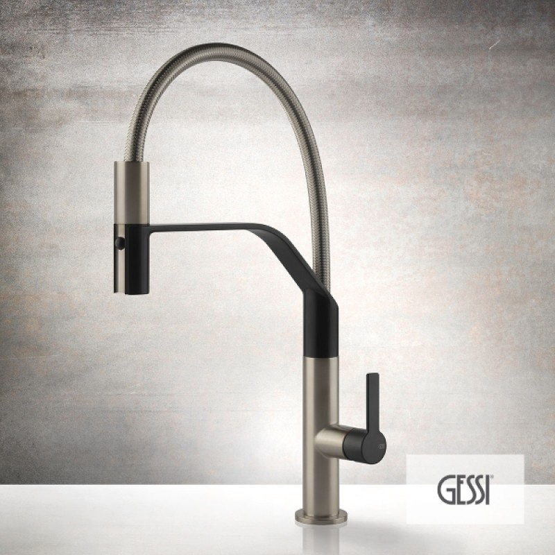 GESSI MESH ΜΠΑΤΑΡΙΑ ΕΛΑΤΗΡΙΟΥ ΝΕΡΟΧΥΤΗ INOX FINISH/BLACK MATT 