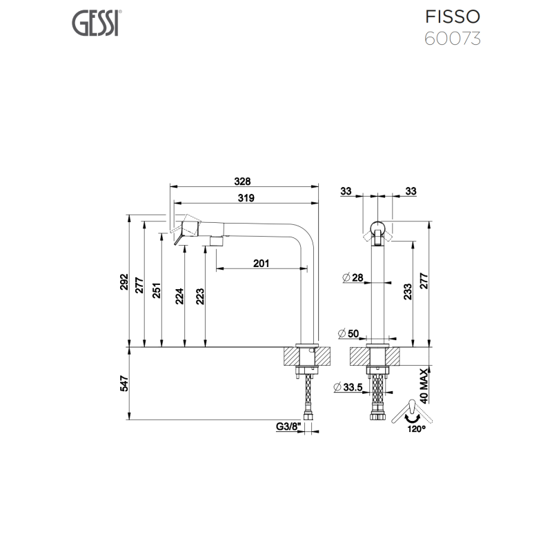 GESSI FISSO ΜΠΑΤΑΡΙΑ ΚΟΥΖΙΝΑΣ CHROME 