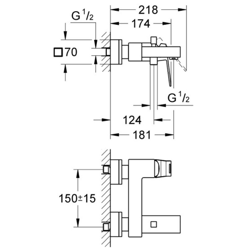 GROHE EUROCUBE AL ΜΠΑΤΑΡΙΑ ΛΟΥΤΡΟΥ GRAPHITE MATT (ΣΩΜΑ)