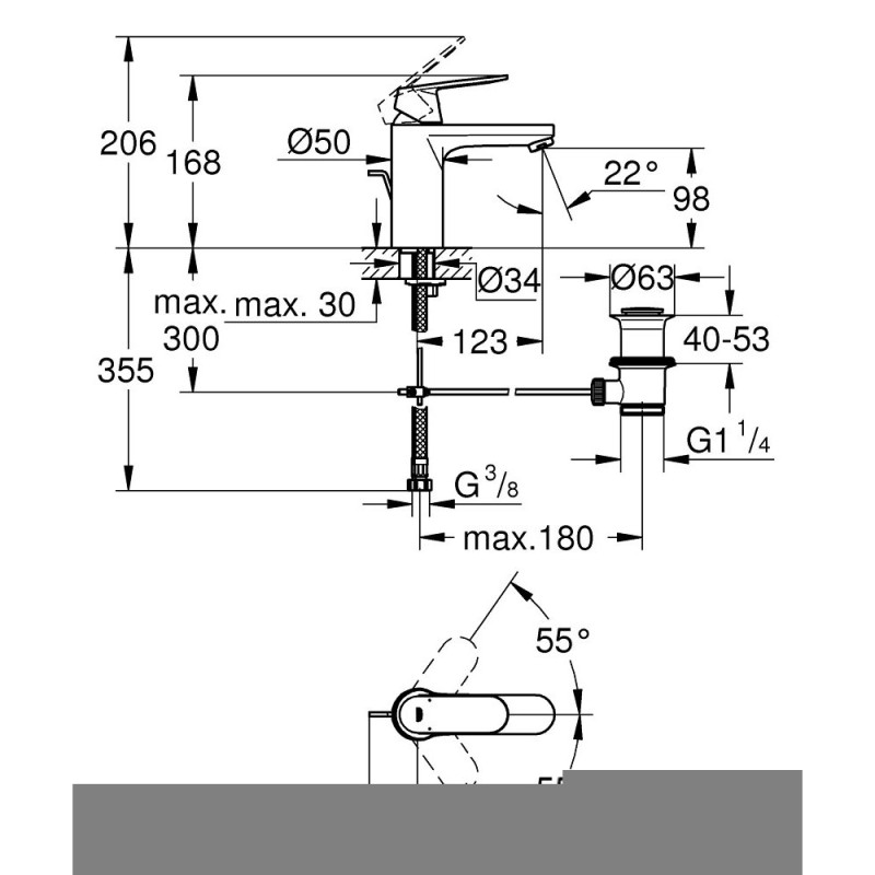 GROHE EUROSMART ΜΠΑΤΑΡΙΑ ΝΙΠΤΗΡΑ ΜΠΑΝΙΟΥ CHROME 