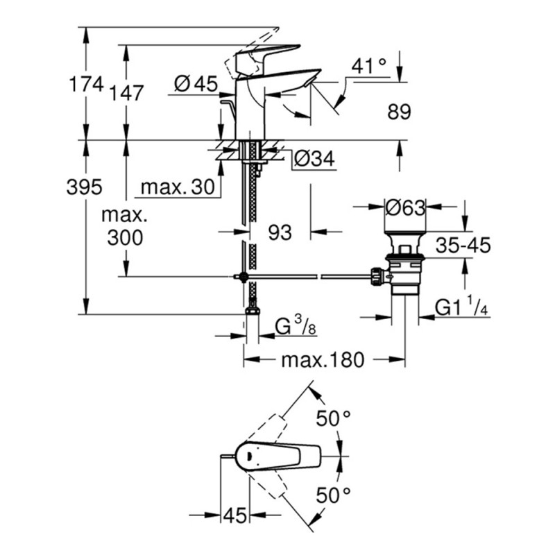 GROHE BAUEDGE ΜΠΑΤΑΡΙΑ ΝΙΠΤΗΡΑ ΜΠΑΝΙΟΥ CHROME 