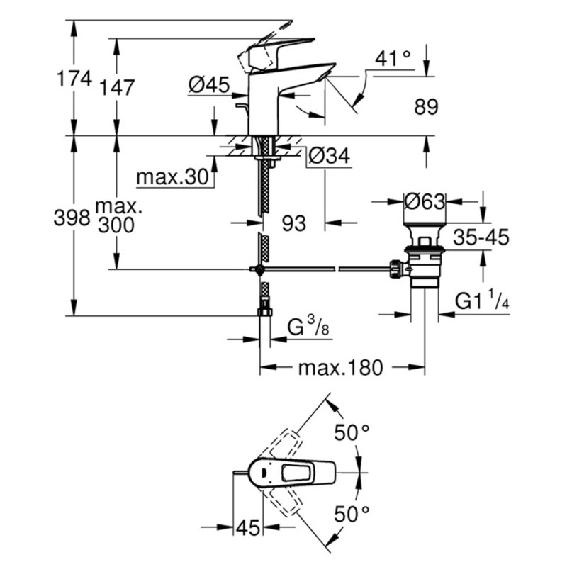 GROHE BAULOOP ΜΠΑΤΑΡΙΑ ΝΙΠΤΗΡΑ ΜΠΑΝΙΟΥ CHROME 